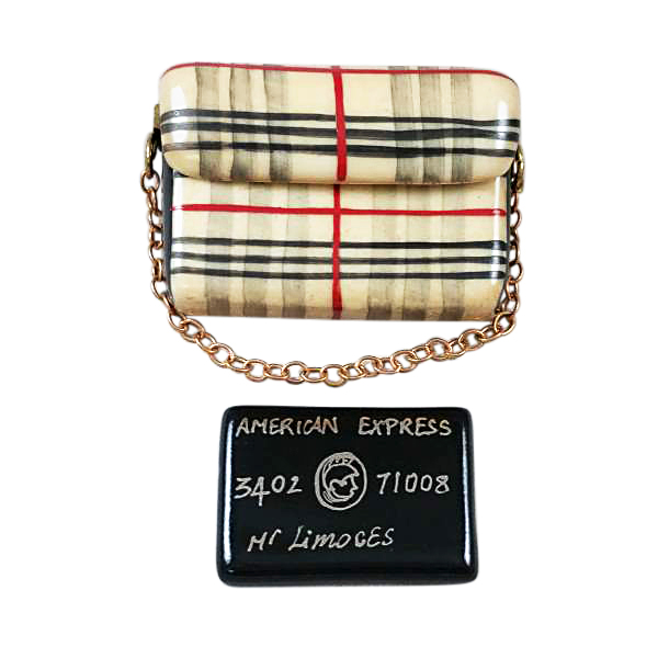 BURBERRY PURSE WITH BLACK AMERICAN EXPRESS CREDIT CARD RL203