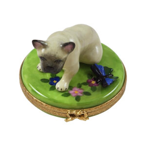 French Bulldog on Round with Butterfly